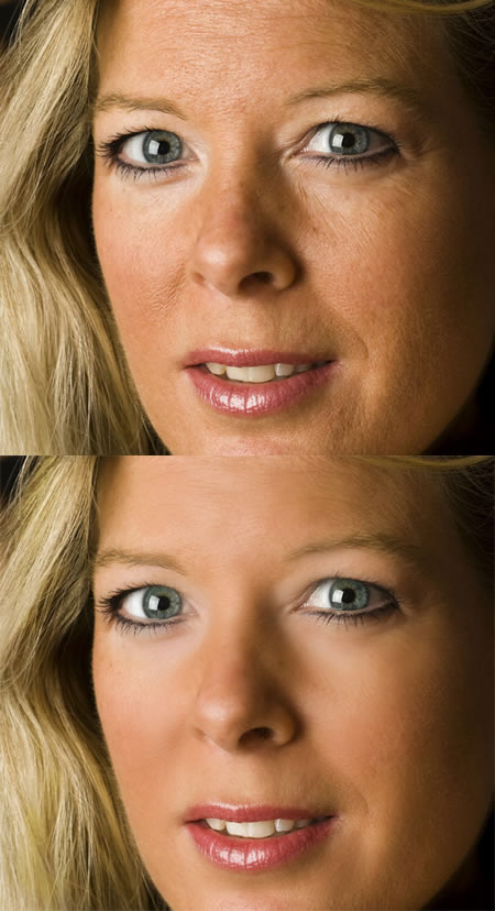 Skin retouching: before and after